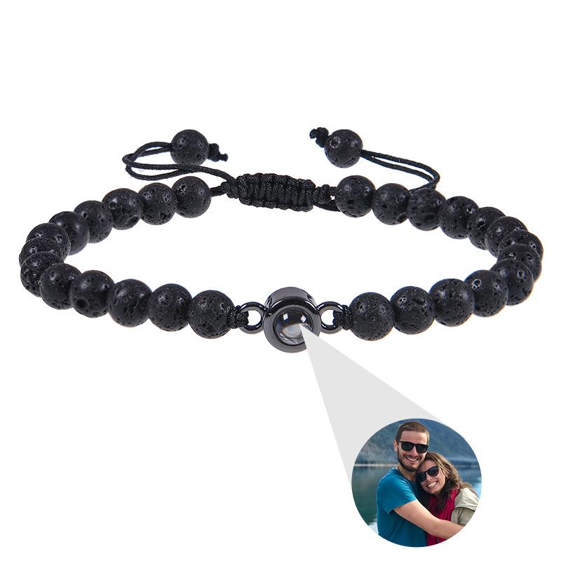 Personalisierte Foto-Armbänder Foto-Projektions-Armband Perlenarmbänder mit Bild darin 100 Sprachen Gedenkgeschenk