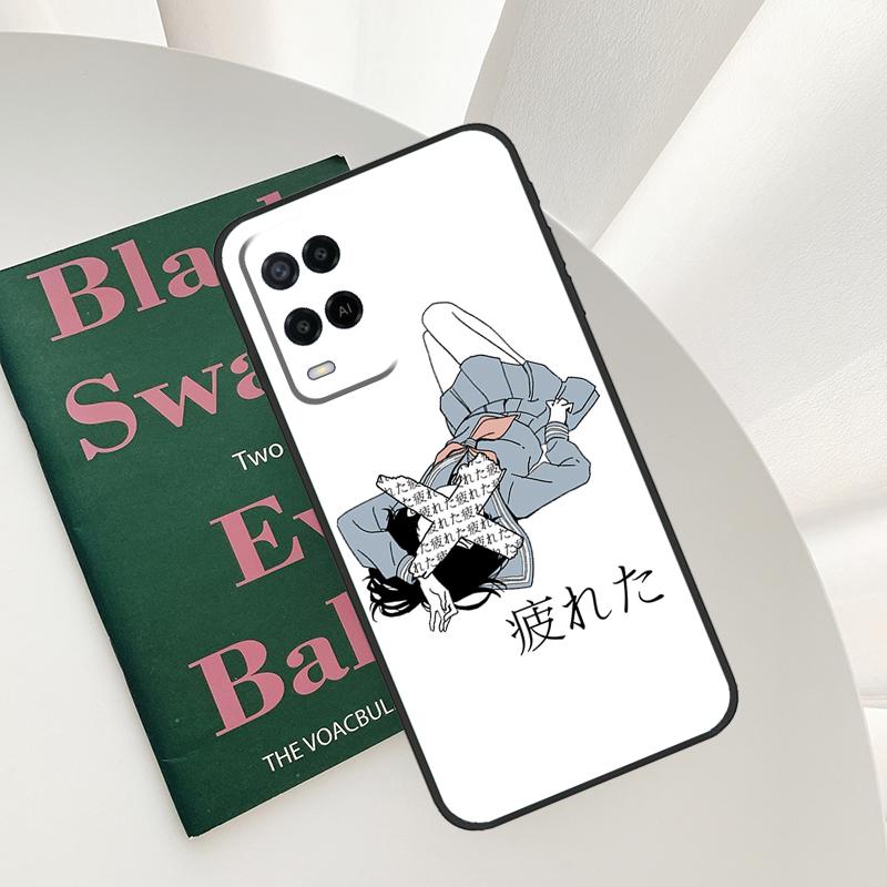 Sad Japanese Anime Case For Oppo A58 A78 A98 A15 A16 A17 A52 A72 A76 A96 A54 A74 A94 A57 A77 A54S A57S Cover