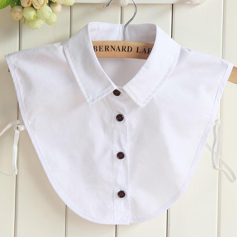 Korean Style Autumn/Winter Women s Cotton Square Neck Fake Collar Shirt with Pointed Collar
