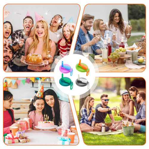 4-Pack Reusable Can Lids with Straws, Spill-Proof, and Easy-To-Clear Caps for Canned Drinks, Beer, and Juice, Includes Straws and Cleaning Brush