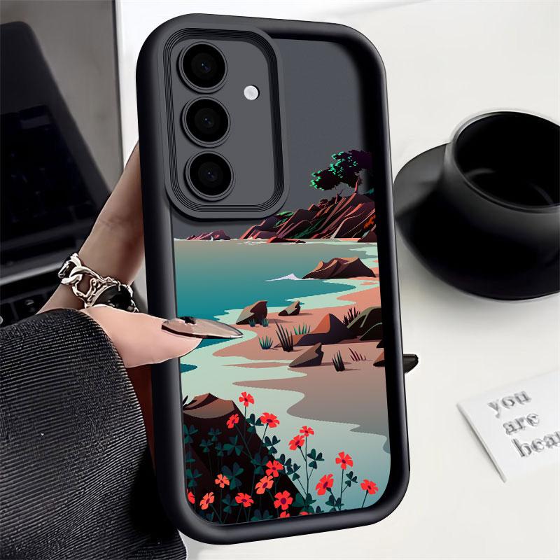 Landschaftsbild Bemalte Handyhülle Für Samsung S26 S25 S24 S23 S21 Ultra See Waldansicht Sonnenaufgang Für Galaxy S25 S24 FE S26 Plus Hülle