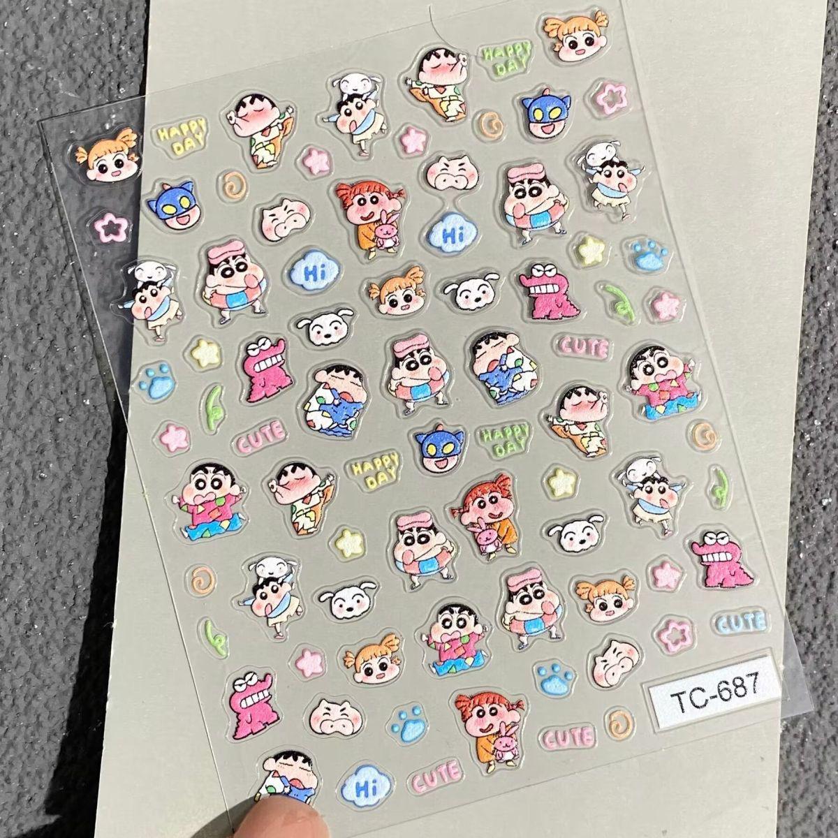 

Crayon Shin-chan 6D Embossed Nail Art Stickers for DIY: Phone Case, Camera, Water Cup. Cushion Shin-chan [Embossed]