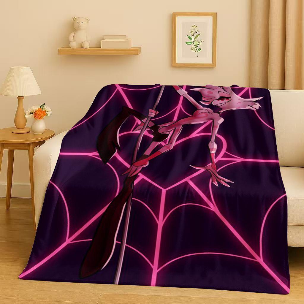 3D Cartoon H-Hazbin Hotel Angel Dust Alastor Flannel Blanket,Soft Warm Plush Throw for Home Bedroom Bed Sofa Cover Office Gift