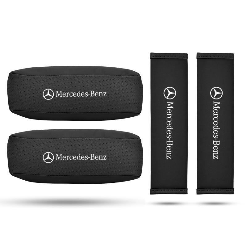 For Benz CrsC1Car Seat Headrest Auto Logo Neck Pillow For Mercedes Benz AMG W205 W204 W203 W111 W168 W213 W210 W222 CLK GLA Car Accessories