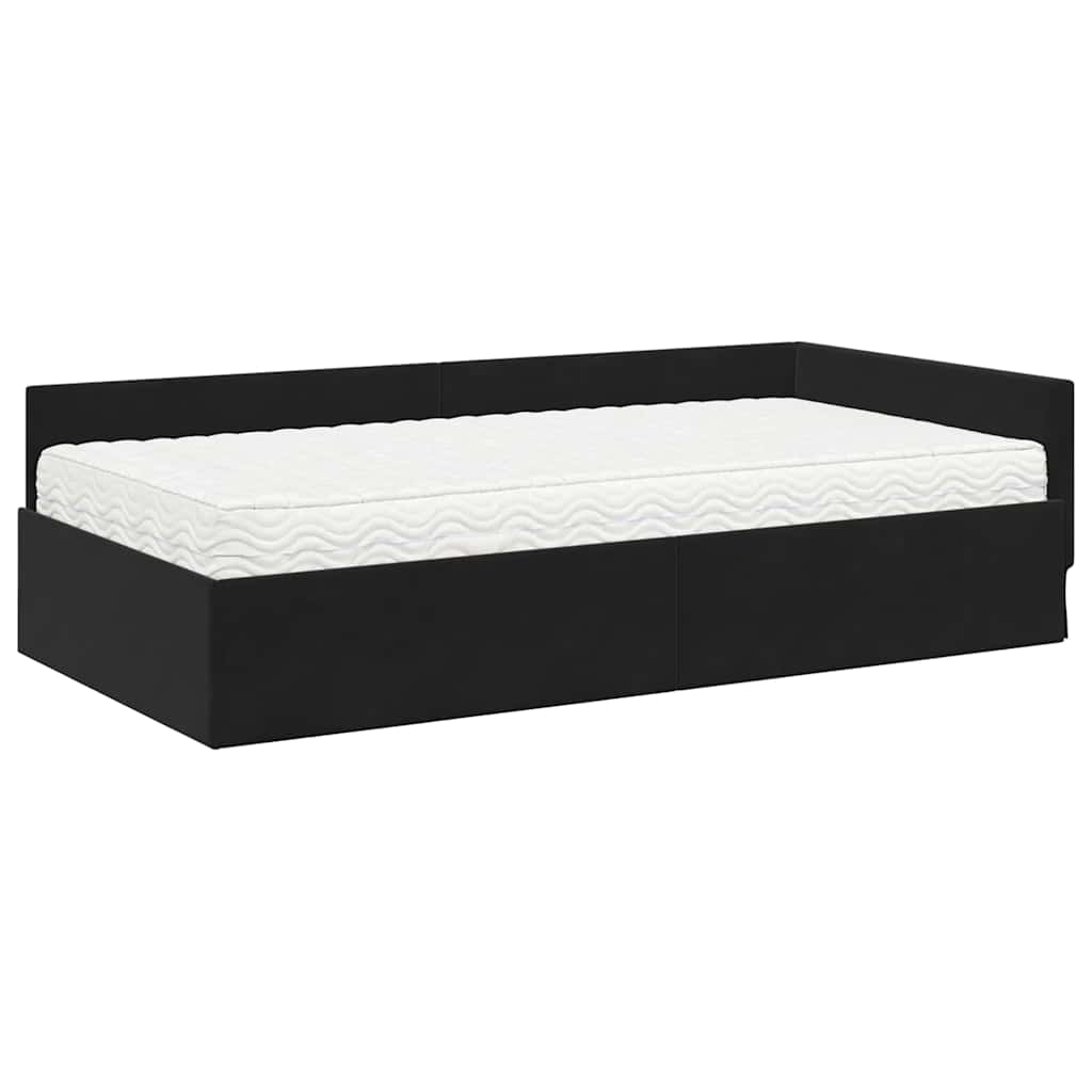 Corner Bed Frame with Mattress Other 2 pcs Black Velvet