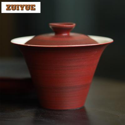 150ml Hawthorn Red Stoneware Cover Bowl Japanese Handmade Gaiwan Luxury Tea Tureen Chinese Tea Cup Tea Services Ornaments Gifts