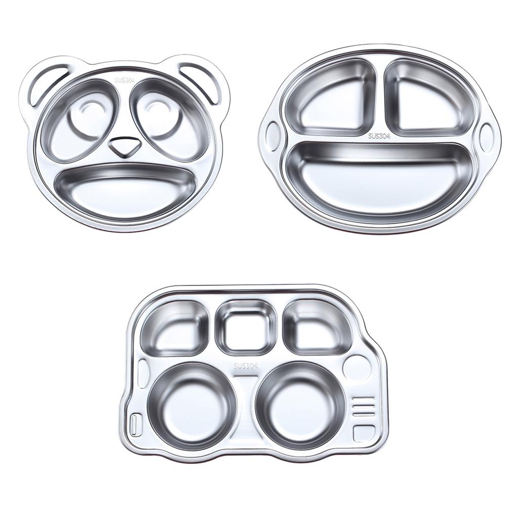 Kids Nonrust Steel Plates User Friendly Efficient Dishware For Children Shatterproof Portable Dinnerware Set Nontoxic