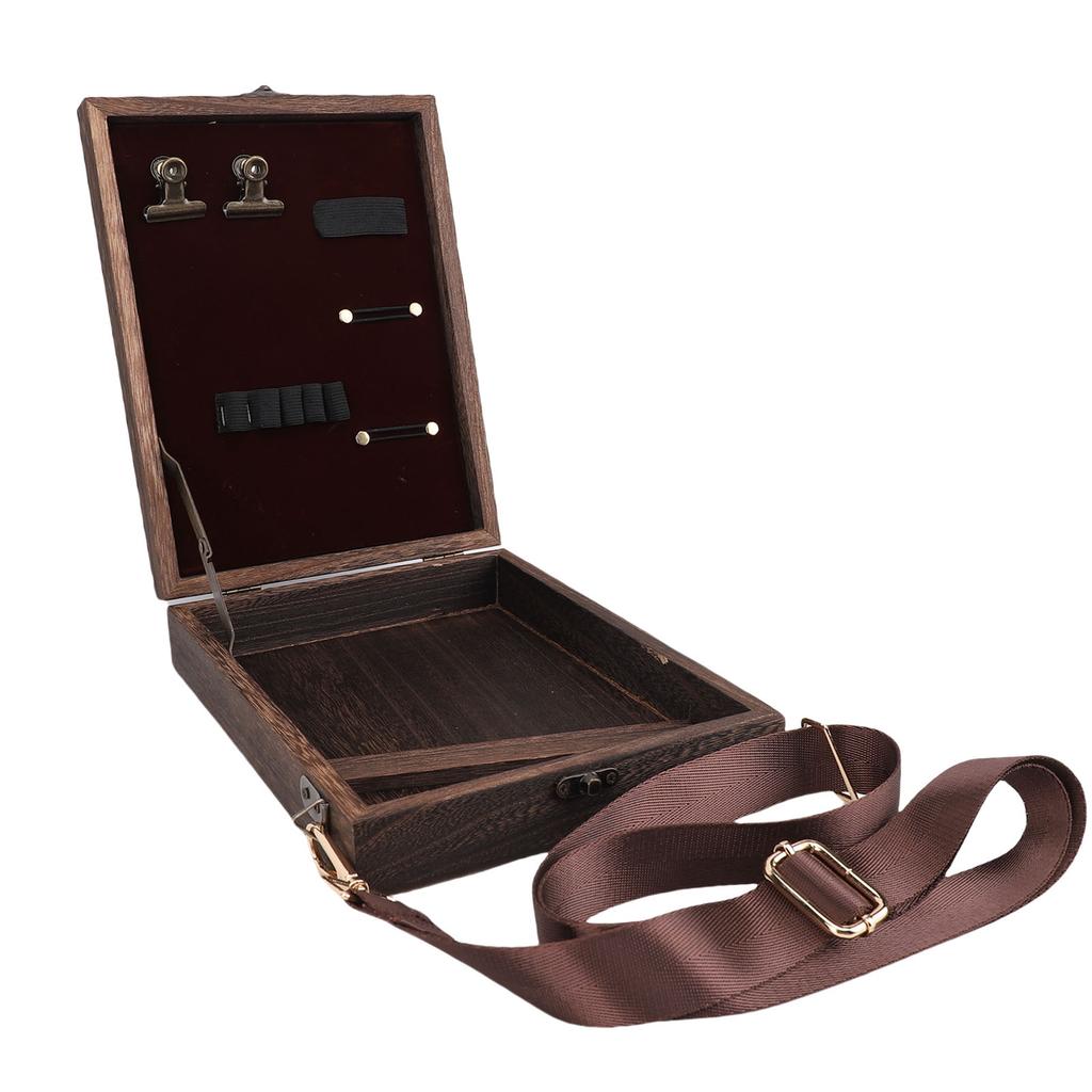 Writers Messenger Wood Box Portable Wooden Artist Bag Easel Sketch Box with Adjustable Shoulder Strap for Outdoor