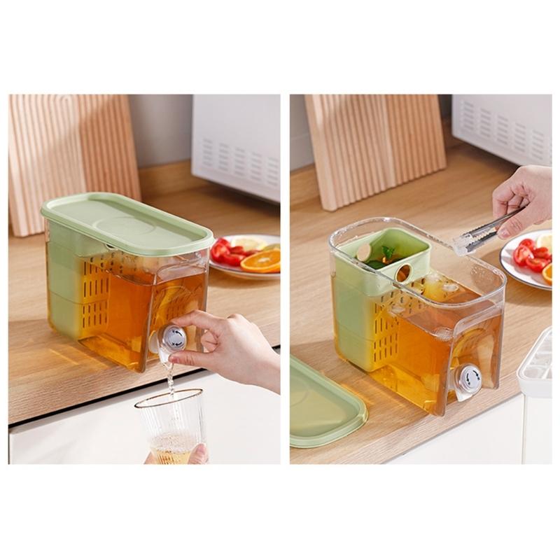 5800ML Juice Container Refrigerator Cold Kettle Drinkware Bucket with Faucet Beverage Dispenser with Filter PP Material