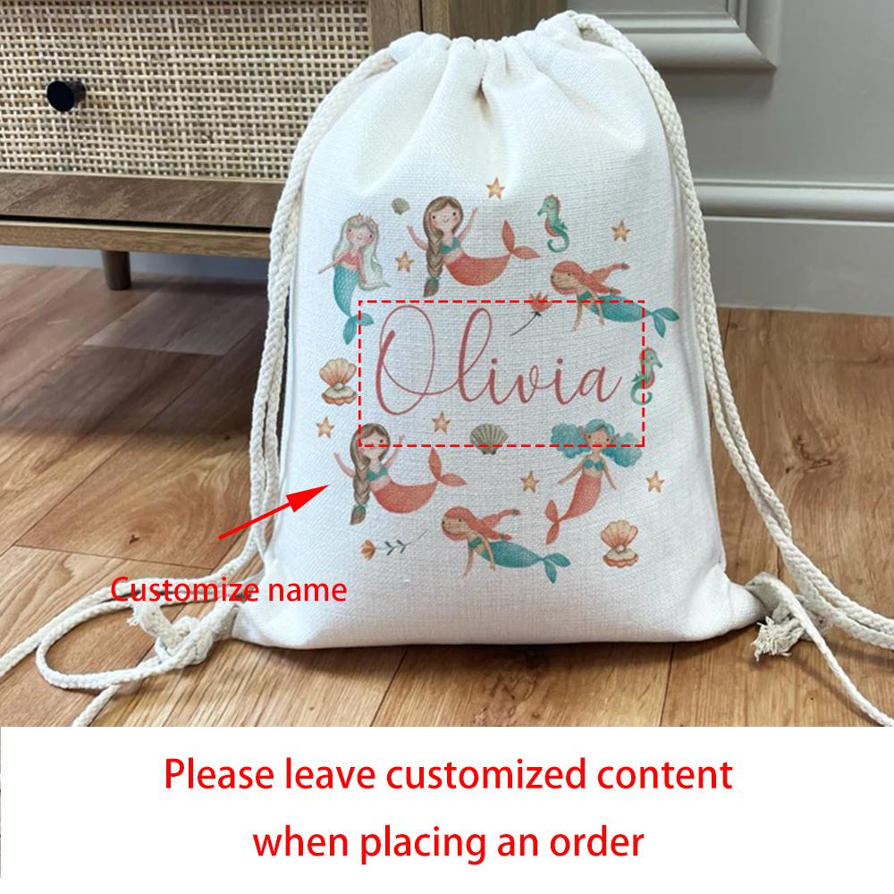 Personalized Goodie Bag Drawstring Backpack Kids Gym Swimming Bag Birthday Baby Shower Party Kindergarten Gift Back To School