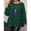 JPNTKY Women's Fashion Casual Solid Color Print O-Neck Long Sleeve  Blouses & Shirts