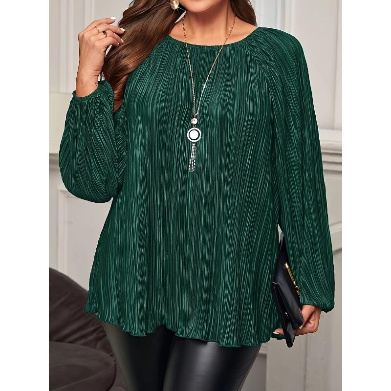 JPNTKY Women's Fashion Casual Solid Color Print O-Neck Long Sleeve  Blouses & Shirts