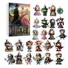 Wicked Advent Calendar, Witch Theme Countdown Blind Box with 24 Holiday Ornaments, Christmas Hanging Decor Gift