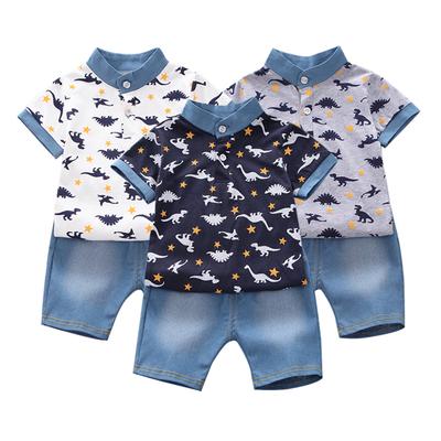 Vară Bebeluși Băieți Îmbrăcăminte Costum Vară Mânecă Scurtă Dinozaur Print Topuri Bluză Cămașă+Short Copii