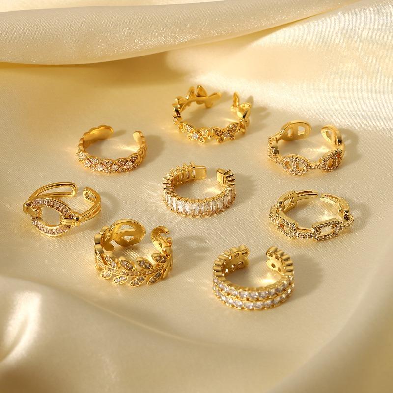 Offener Ring mit Zirkonia, Retro-Stil Passendes Ringpaar, Fingerring in geometrischer Form, Geometrischer Damenring
