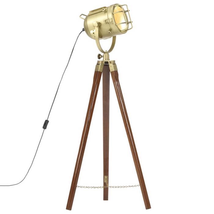 Lampadaire - vidaXL - Bois de manguier massif - 97 cm - E27 - Trépied - Chic