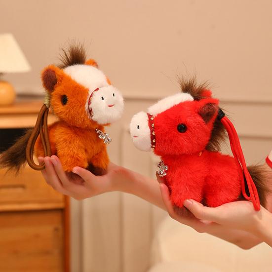 Realistic Pony Plush Keychain Soft Stuffed Animal Zodiac Lucky Horse Bag Charm Year of The Horse 2026 Birthday Xmas Gift