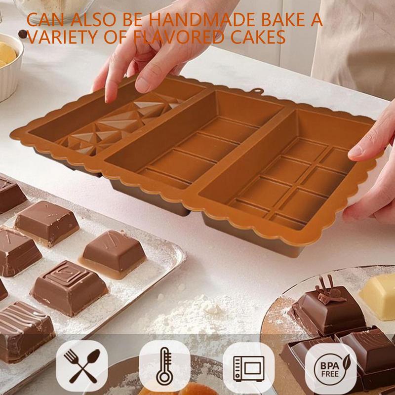 Силиконовая форма для шоколада, большая форма для шоколада с начинкой, антипригарная, из пищевого силикона, толстая прямоугольная форма для праздника China Mainland