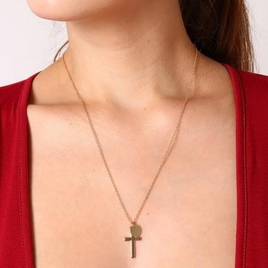 Einfache Kreuz-runde Legierungs-hängende Ketten-Halskette-Frauen-Schmuck-Geschenk