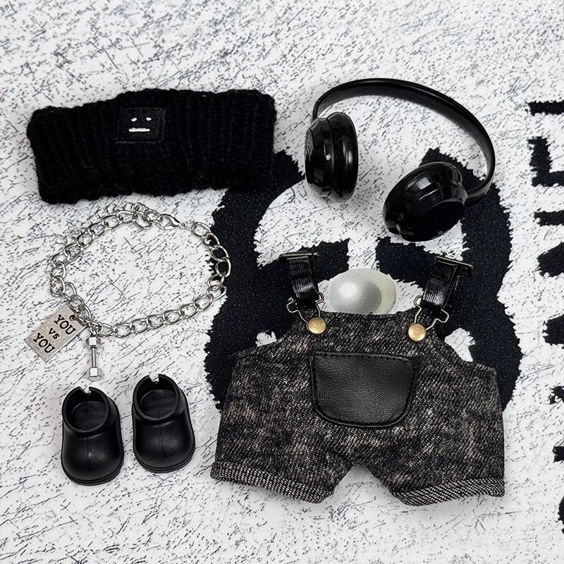 Pro 17cm Labubu Oblečení Módní Špionážní Set Kombinézy Vlněné Čepice 3.0 Labubu Oblečení Náhrdelníky Boty Sluchátka Panenky Doplňky Hračka