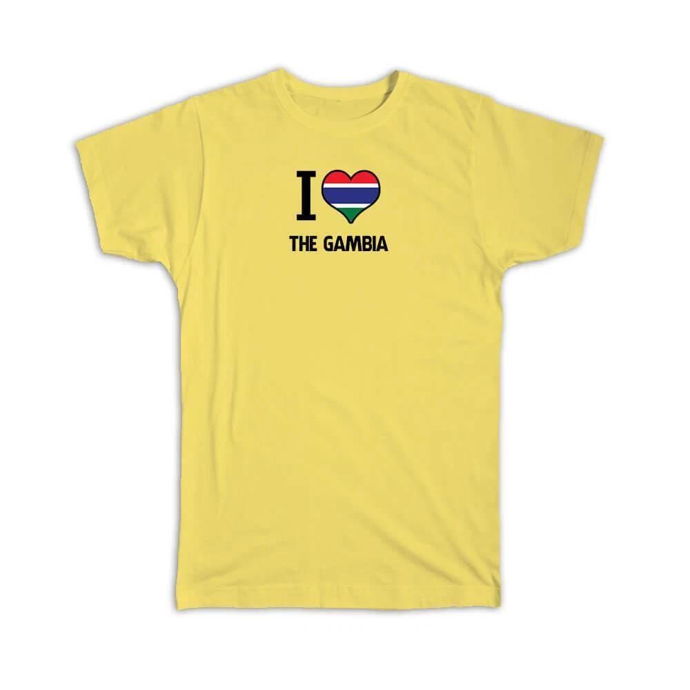 Gift T-Shirt : I Love The Gambia Flag Heart Country Crest Expat S
