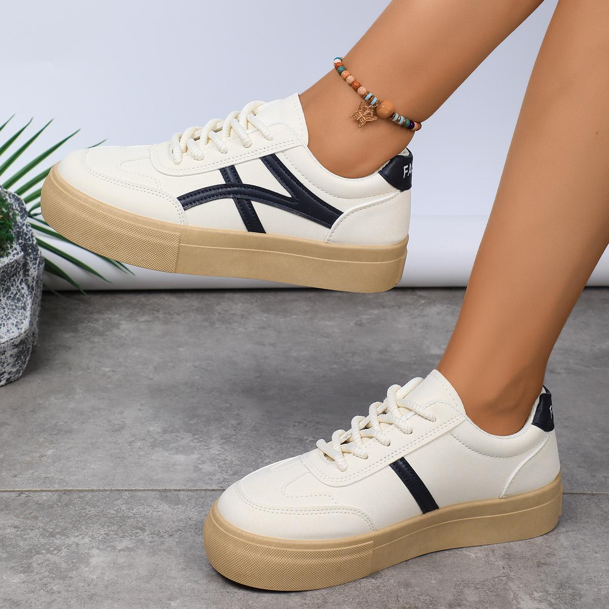 

Женские повседневные кроссовки для активного отдыха 2024 года, весна-осень, круглый носок, спортивная обувь на шнуровке, вулканизированная обувь Zapatos De Mujer 40 коричневый