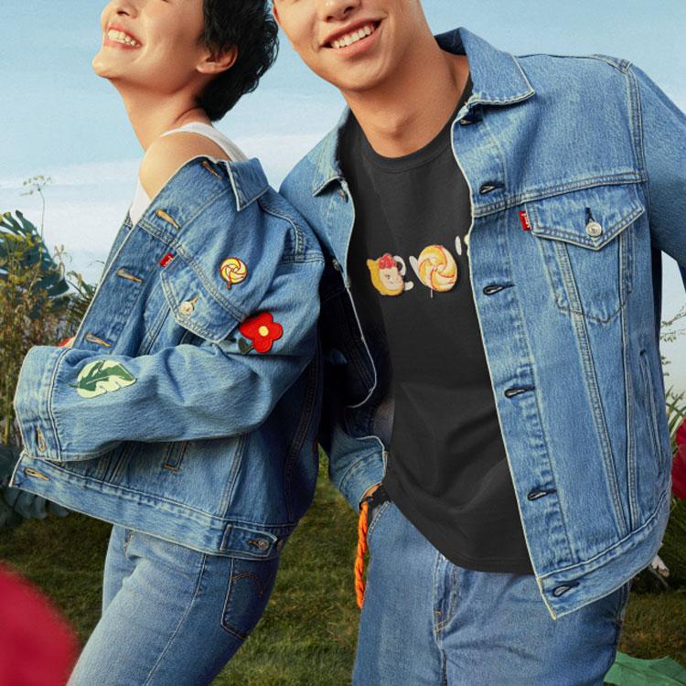 Levis SS22 Solid Color Cartoon Collar Denim Jacket Men Jacket Blue A4336-0000