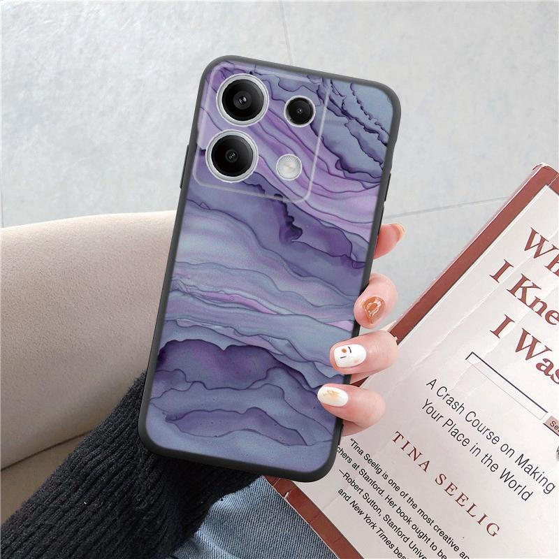 Marble Patterned Soft Black Silicone Phone Case For Xiaomi Redmi Camera Shockproof Protective Rubber Bumper Cover For Redmi Note 13 Pro 13C Cases