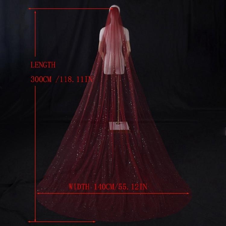 Delicate Lace Tulle Bride Veil Overlength Gilding Veil for Woman Marriage