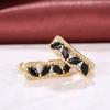 Huitan Gorgeous Marquise Black CZ Gold Color Hoop Earrings for Women New Fashion Female Ear Accessories Wedding Party Jewelry