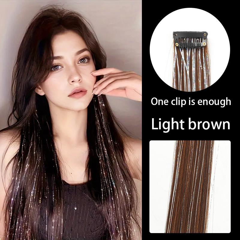 Colorful Hair Clip Extensions Synthetic Fiber Long Straight BB Clip Wigs Women's Wigs Easy To Wear for Parties and Gatherings