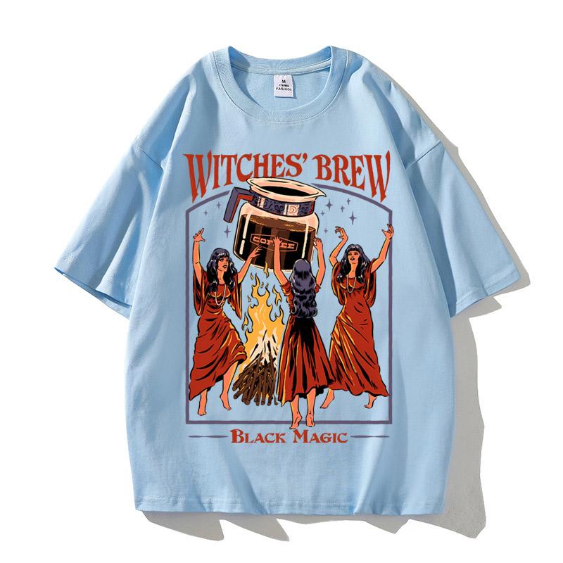 Halloween Hexentrank Kaffee Schwarze Magie Unisex T-Shirt Sommerkleidung Freizeitkleidung T-Shirt Hohe Qualität Baumwolle Atmungsaktive Oberteile