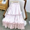 Solid Color Temperament Ruffled Satin Skirt Pure Color Ruffles Skirt