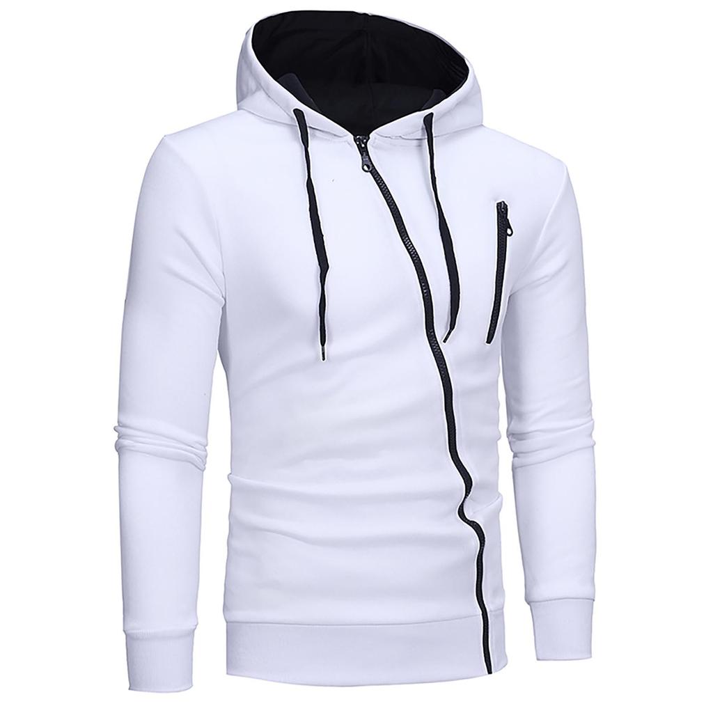 Inclined Zipper Sweater Sports Casual Men's Hooded Long Sleeve Cardigan Coat