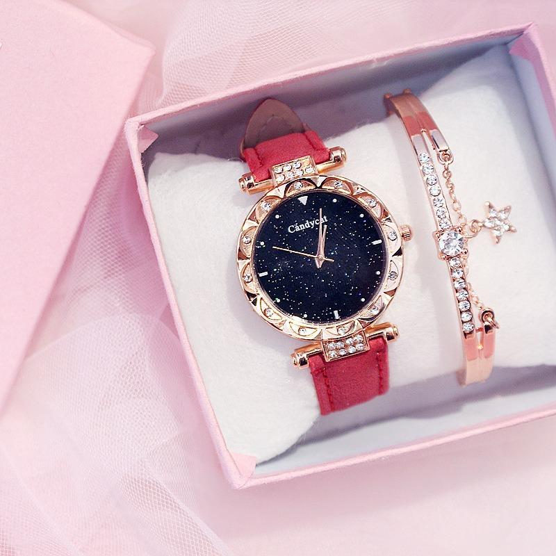 Starry Sky Watch Women's Fashion Trend Simple Casual Women's Watch Student Two-piece Gift Watch