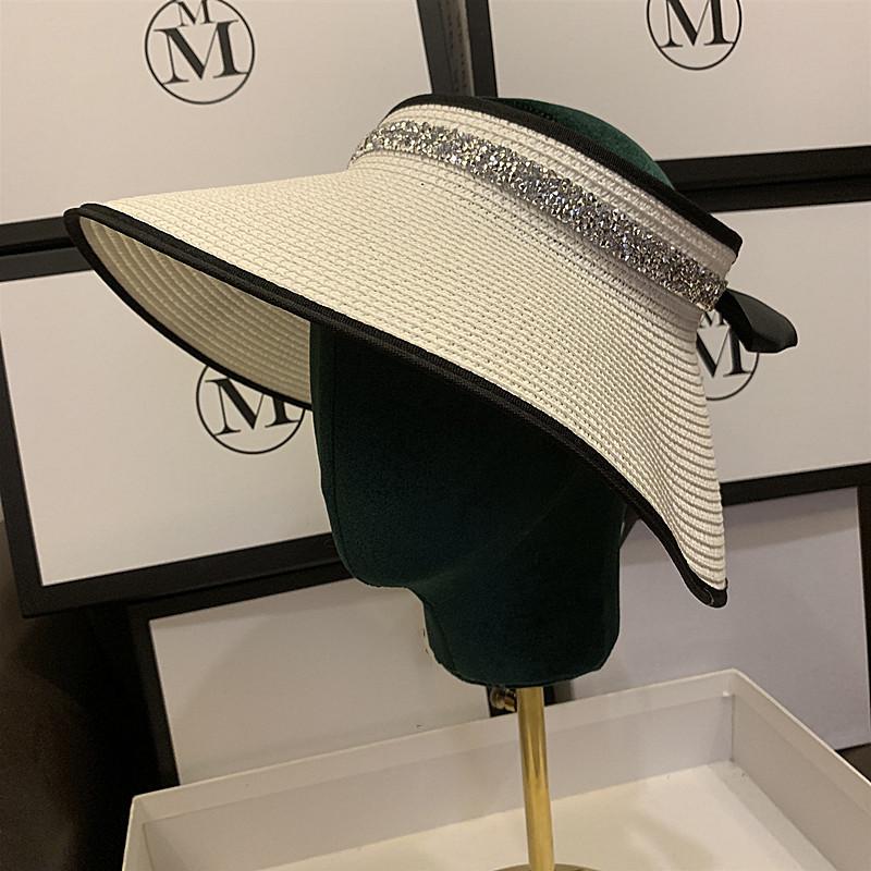 Sombrero de Paja Plegable de Verano para Mujer Sombreros de Sol Brillantes de Ala Ancha para Mujer Gorra Casual para Playa al Aire Libre Gorra con Protección UV para Niña Chapeau Femme