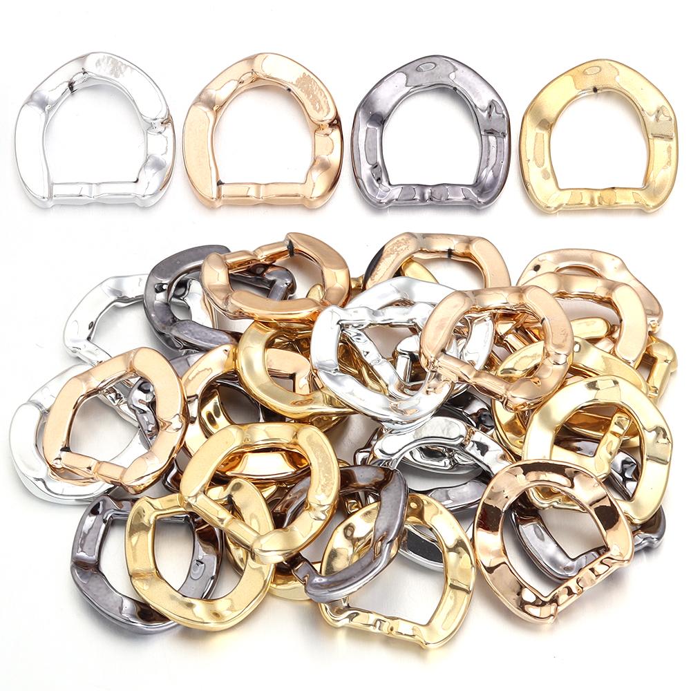 10pcs/bag Plated Acrylic Chain Tail Buckle Link Chain Connector For Jewelry Making Components Woman Handbag Parts Accessories