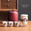 Portable Tea Set Ceramic Quick Tea Cup One Pot Three Cups Glass Teapot
