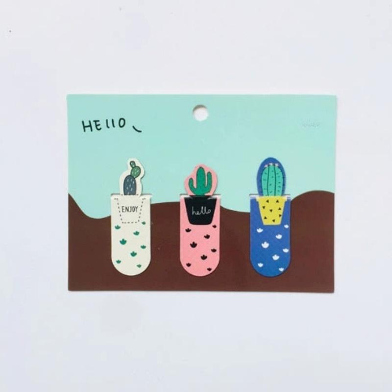 3 Pieces Per Set Cactus Bookmark Office Stationery Page Tags Bookmark Reading Auxiliary Bookmarks Student Stationery Supplies
