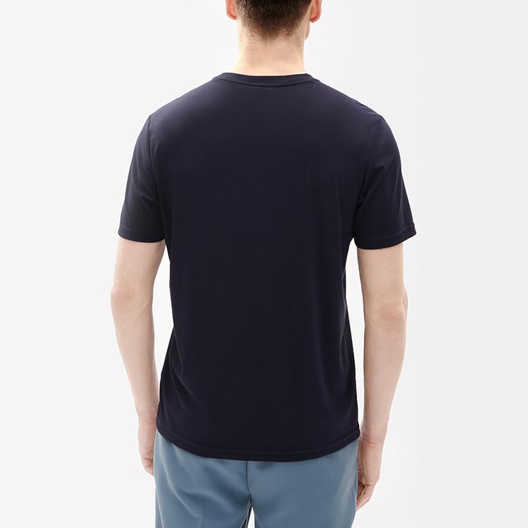 FILA Logo Letter Sports Casual Simple Round Neck Knitted Short Sleeve T-Shirt Men Tops Legendary-Blue F11M237102FNV