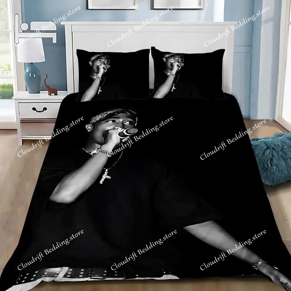 Exquisite 3D 2Pac Tupac Wallpaper Hip Hop Digital Printing Bedding Set Comforter Bed Youth Kids Girls Boys Gift
