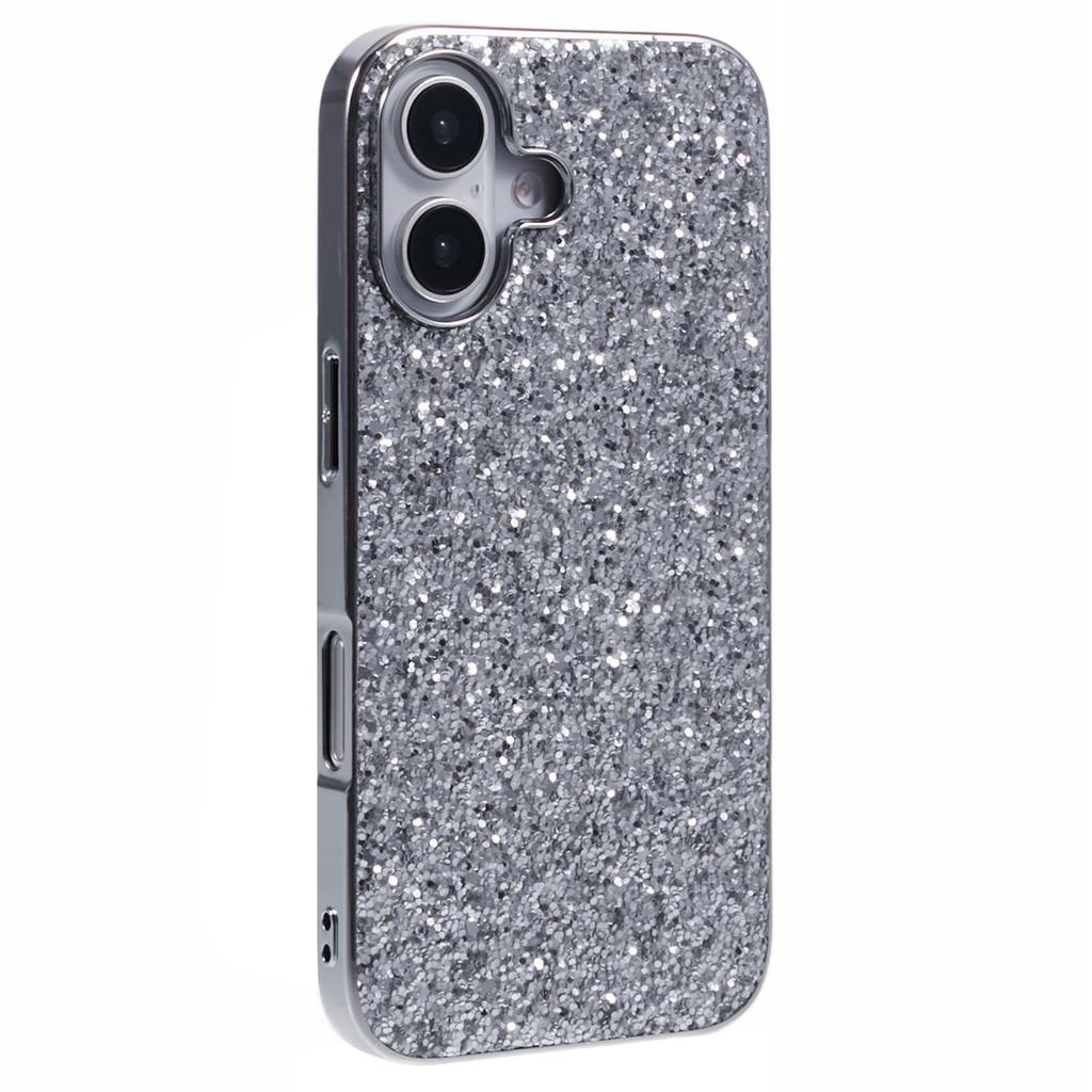 For iPhone 16 Plus Case TPU+PC Sparkling Glitter Phone Back Cover