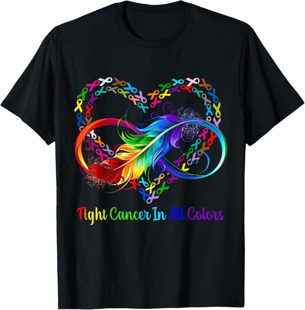 

Fight cancer in all and every color rainbow ribbons heart T-Shirt Unisex T-Shirt XL