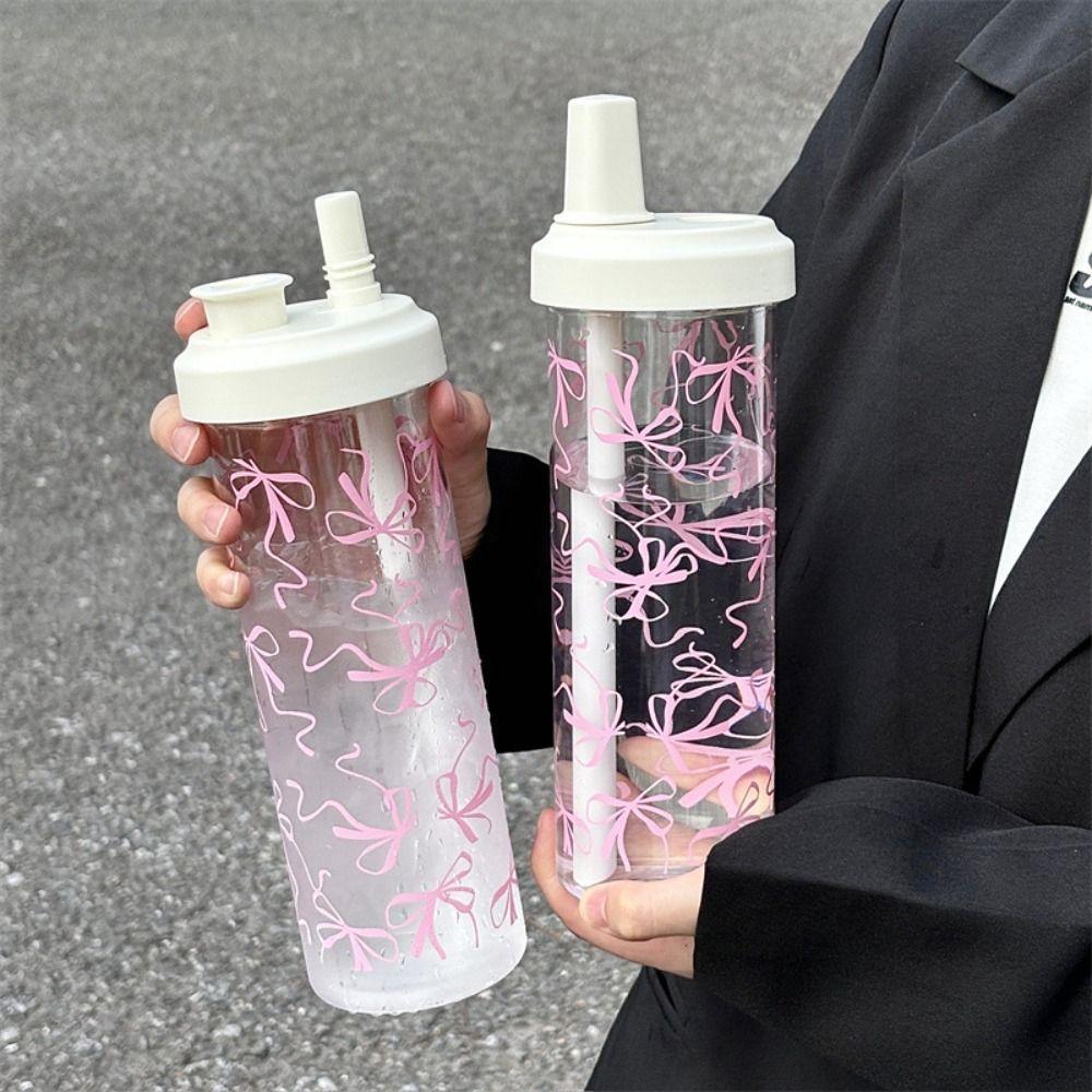 Plastic Straw Cup 500ml Plastic Cups Portable Cup With Lid Straw Juice Milk