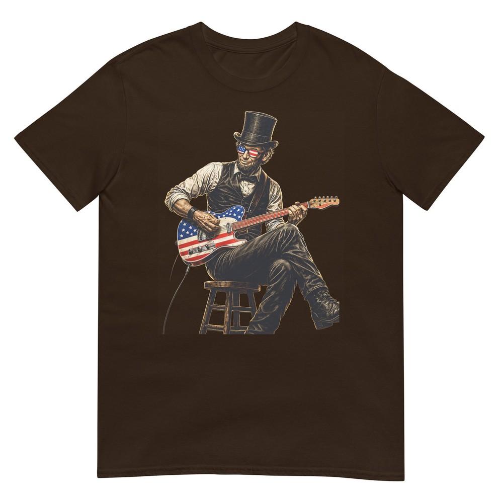 Abraham Lincoln Playing Guitar Patriotic 4th July 250th Usa TShirt