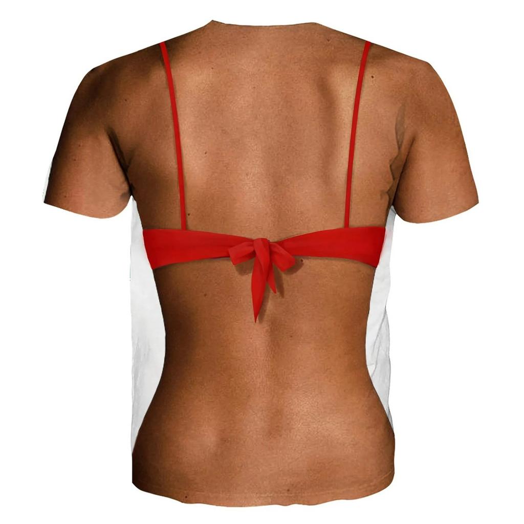 Summer Beach Creative Must-have Outfit Top Tee Personalized Realistic Bikini Pattern T-shirt