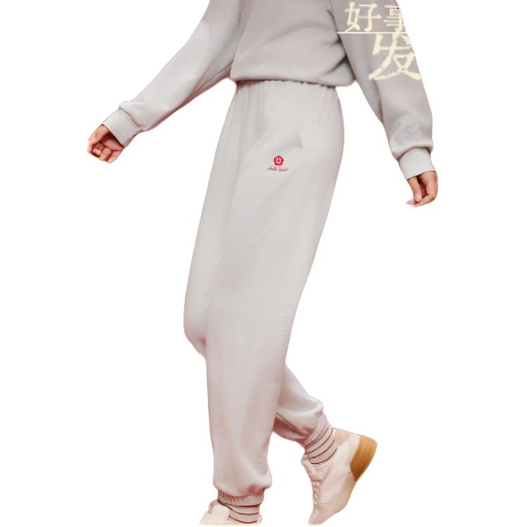 Anta X Good Things Happen Collaboration Life Series Casual Simple Lace-Up Cuffed Fleece Loose Knit Sports Pants Women Bottoms 962618302-1