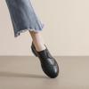 Women's 2024 Autumn British Style Black Leather Lace-Up Flat Loafers with Soft Soles
