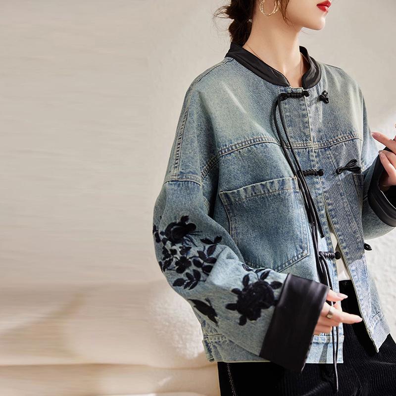 Giacca di jeans da donna per primavera e autunno Tasca Denim comoda