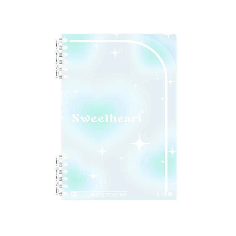 A5 Colorful Loose-Leaf Notebook with Removable 6-Ring Binder and Transparent Cover